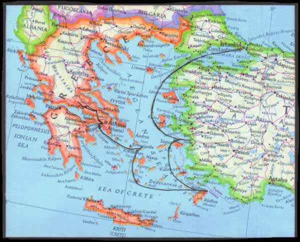 Aegean Cruise Map.