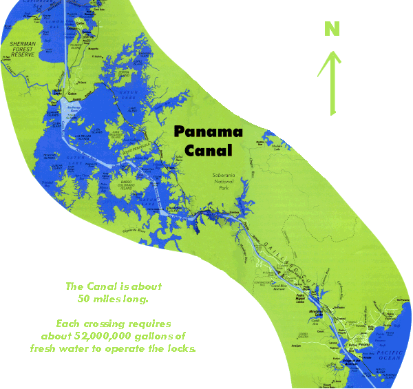 Map of the Panama Canal