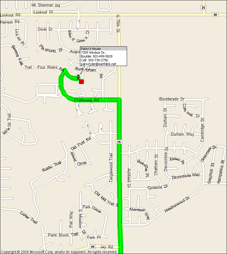 Map of Patsy's neighborhood