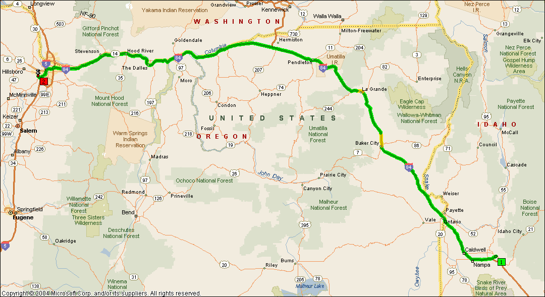 Boise to Portland Map