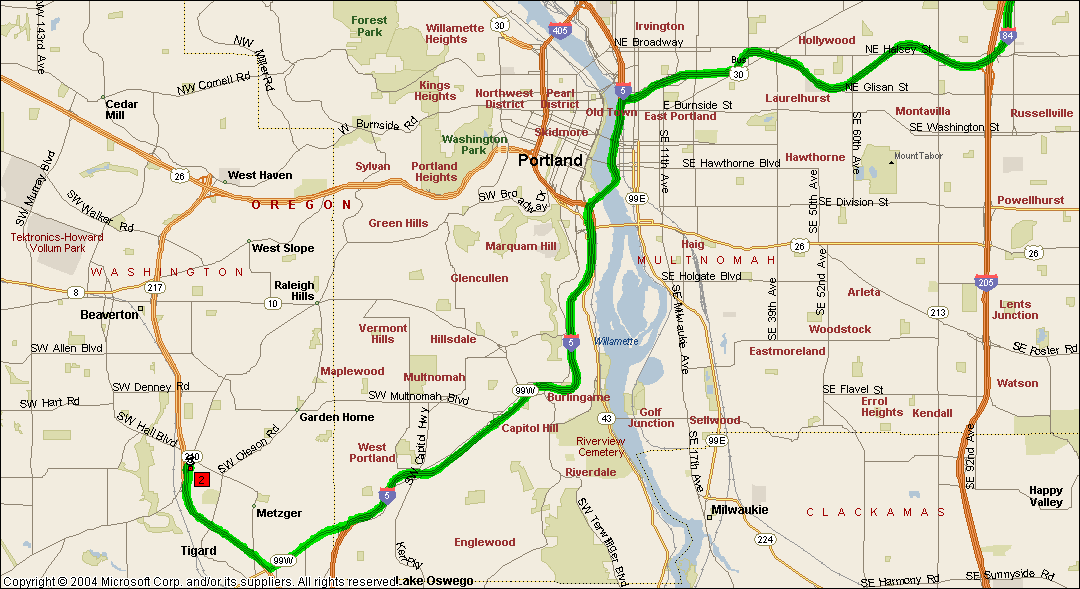 Map to Portland Embassy Suites
