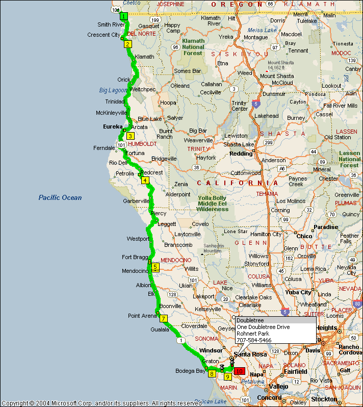 Brookings to Rohnert Park