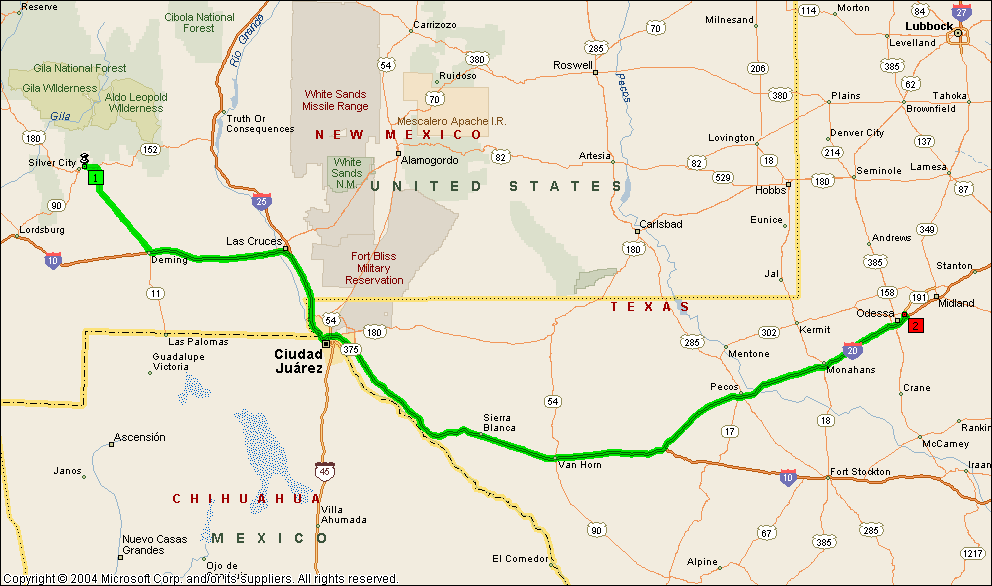 Silver City to Odessa