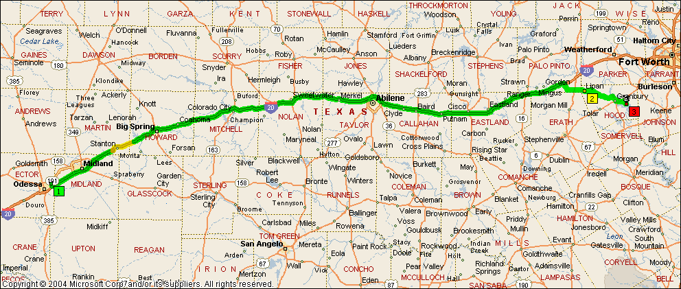 Odessa to Granbury