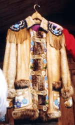 Joanne displays Indian beadwork