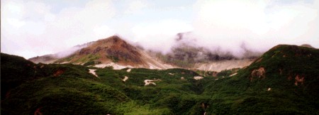 Cloud shrouded mountains