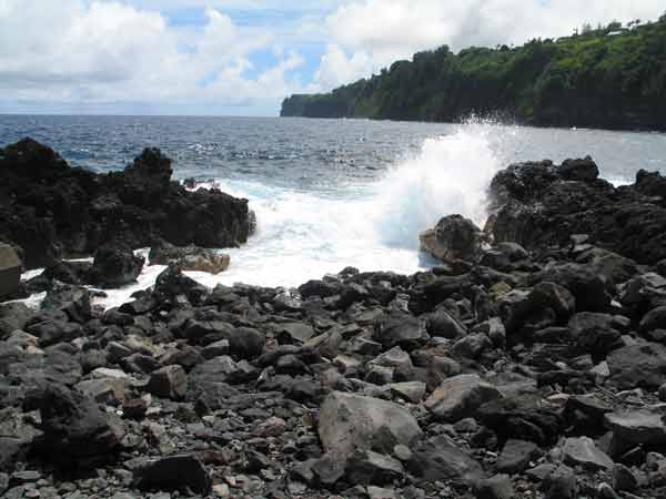 black rocky shore