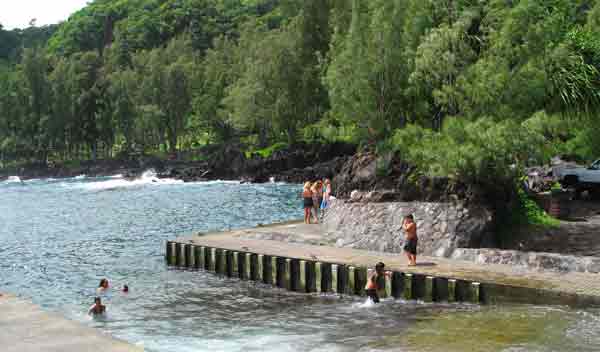 bathers at boat ramp