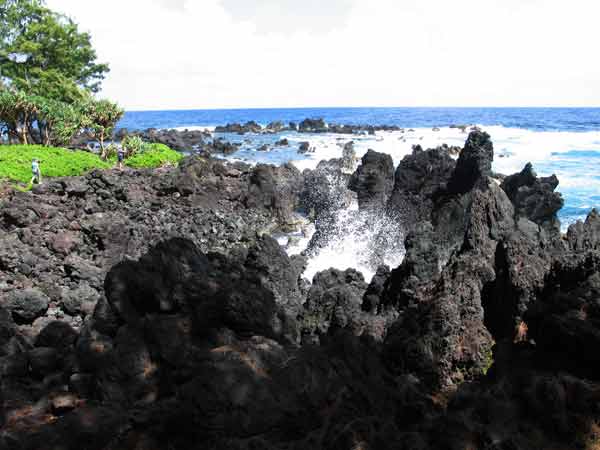 lava-strewn beach.